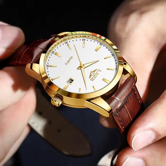 LIGE montres pour hommes de luxe de haute qualité montre en cuir de mode