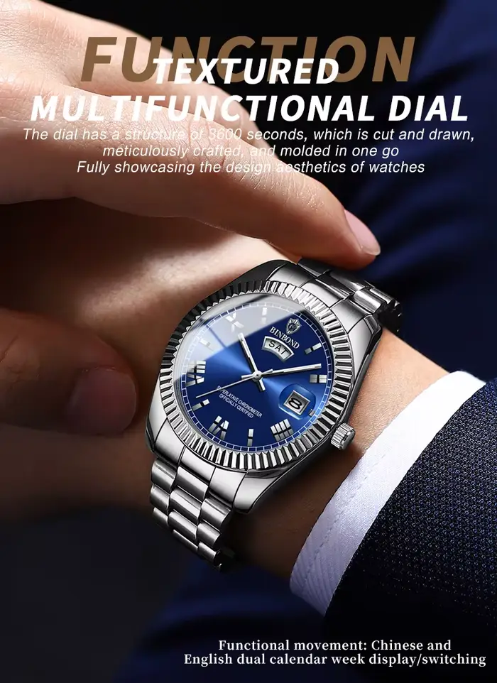 BINBOND marque hommes affaires sport montre à Quartz classique étanche calendrier lumineux horloge créative mâle montre-bracelet personnalisée