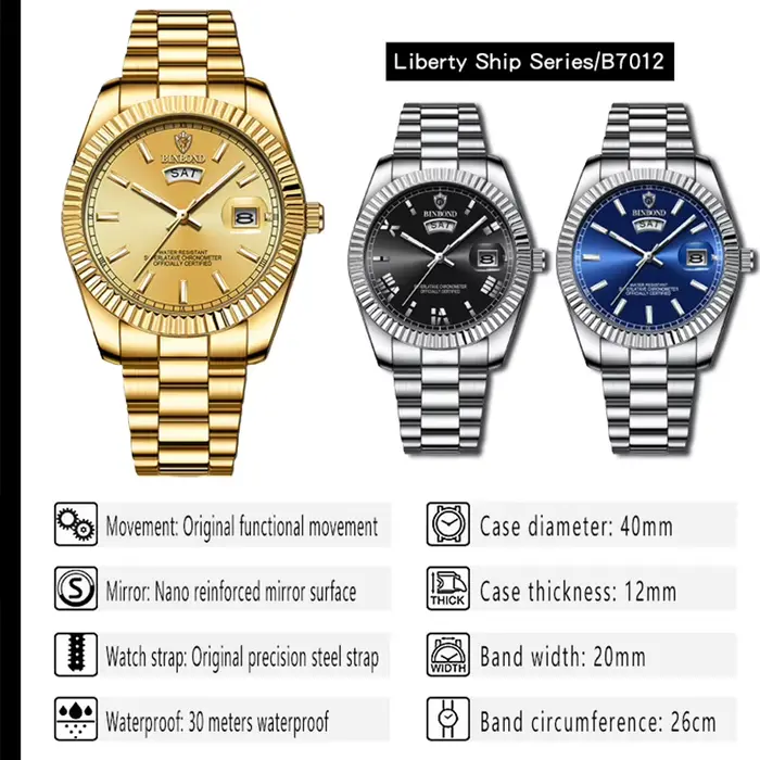 Montre homme affaires sport lumineuse avec résistance à l'eau quartz design classique pour tous les jours