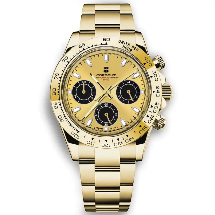 Corgeut 39mm montre à Quartz pour hommes chronographe de luxe mode saphir