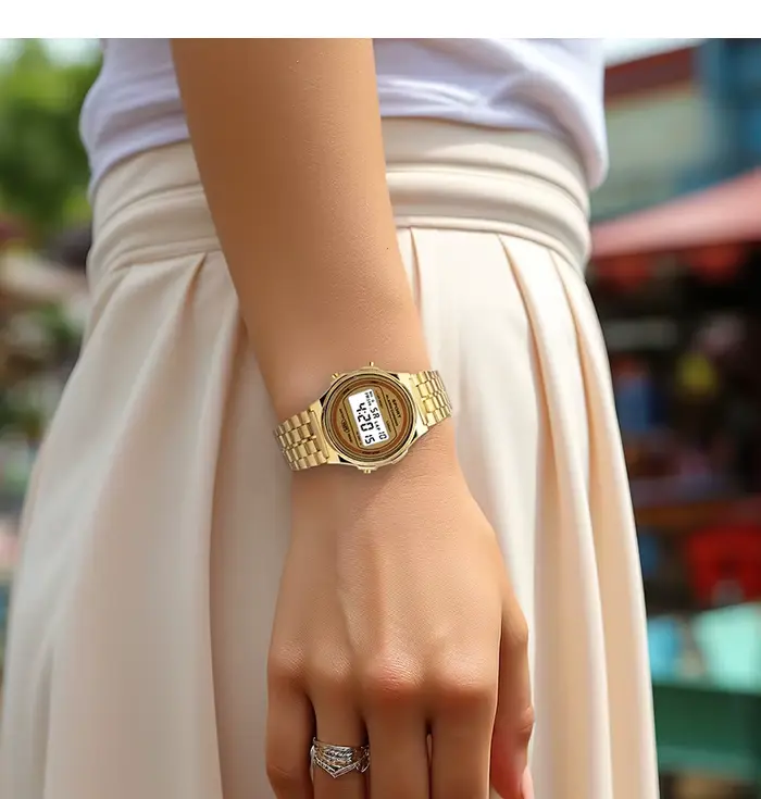 Femmes décontracté LED montre électronique rétro bracelet en acier inoxydable dames LED