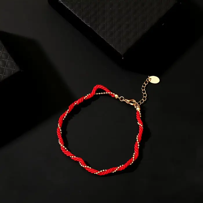 Bracelet en corde rouge en acier inoxydable pour femmes et filles