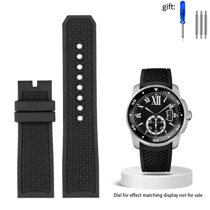 Bracelet de montre en Silicone, étanche, remplacement pour Bracelet Cartier CALIBRE W7100055/WGCA001