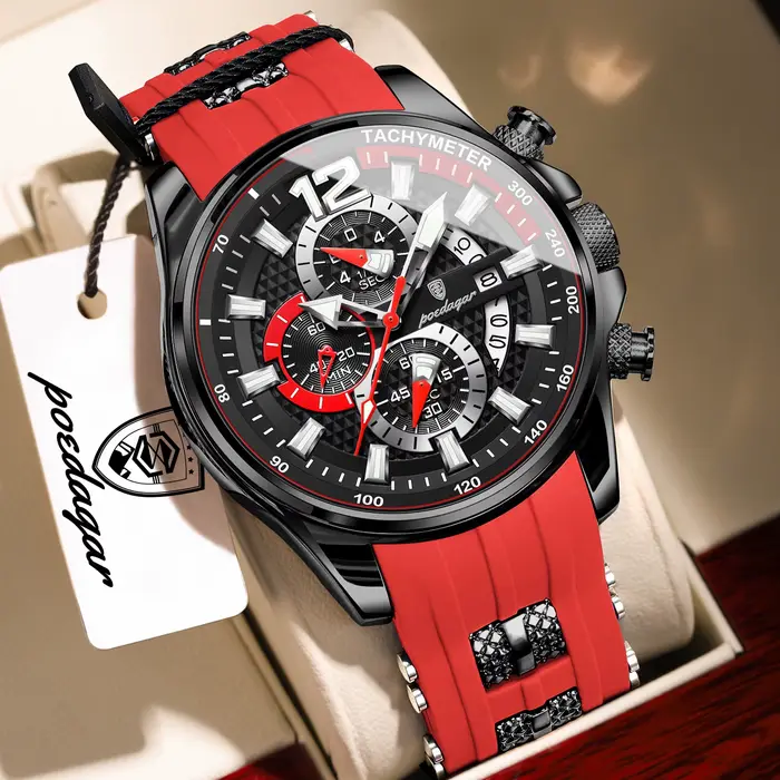 Montre POEDAGAR à Quartz avec Fonction Chronographe et Indicateur de Date pour Hommes Occasions Spéciales