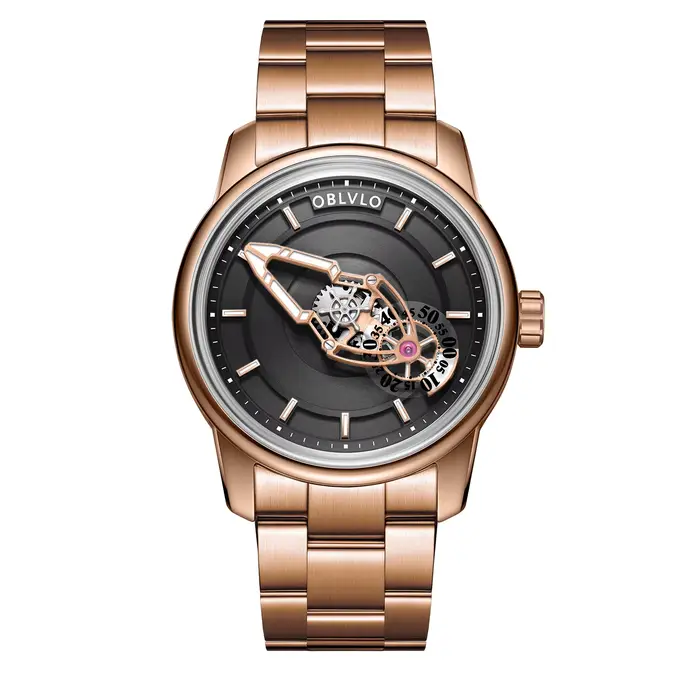 OBLVLO Creative Lightmagazines ed Spacecraft Hommes Cadran Bleu Montre existent SION L Acier Inoxyda