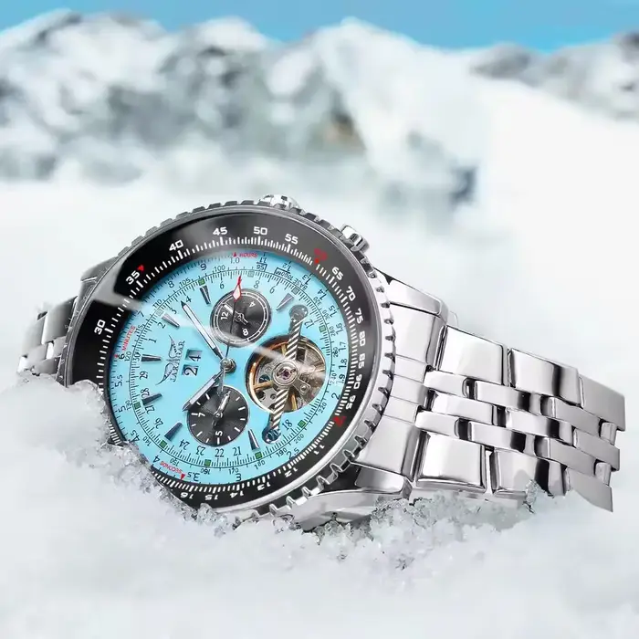 Montre Jaragar 034 Affaires Automatique Boîtier Acier Inoxydable Bracelet Pilote Militaire Occasions Spéciales