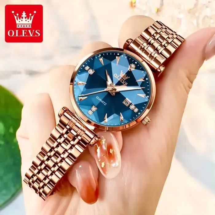 Montre OLEVS 5536 Quartz Élégante pour Femmes Occasions Spéciales Résistante à L'eau Blanc Bronze Argent