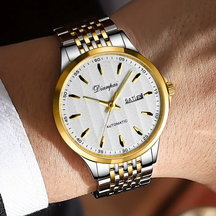 Dianpai montre mécanique entièrement automatique pour hommes double calendrier