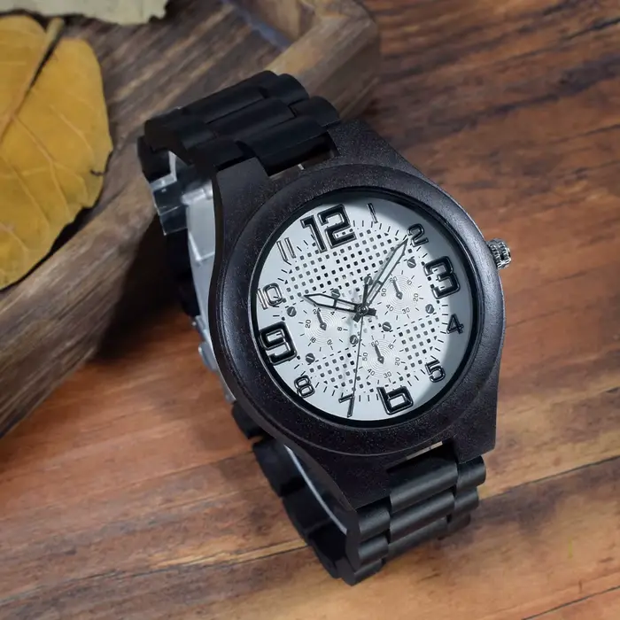Montre en bois homme mouvement quartz japonais fermoir réglable en acier inoxydable pour tous les jours occasions spéciales