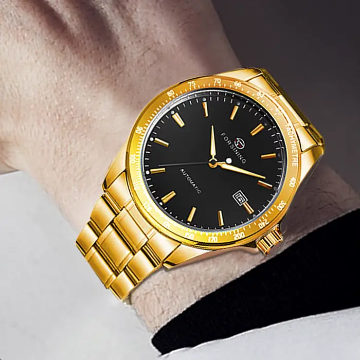 Forsining Business montre mécanique automatique pour hommes calendrier haut de gamme bracelet en acier inoxydable mode