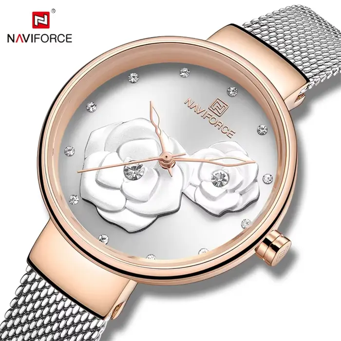 Montre Naviforce en acier inoxydable résistante à l'eau pour femmes élégantes et actives diverses occasions et styles
