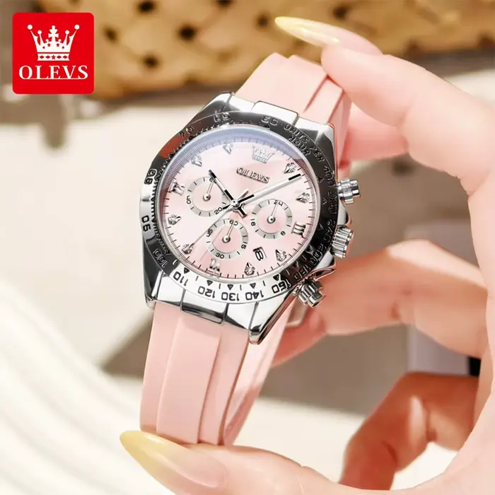 OLEVS 5618 femmes montre HD multi fonctionnel étanche lumineux chronographe sport bracelet en Silicone marque de luxe