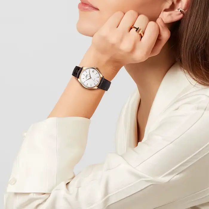 Montre-bracelet LOBINNI de luxe en acier inoxydable avec bracelet en cuir pour femmes, résistante à l'eau, mouvement automatique, pour occasions spéciales