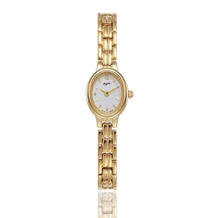 Montre à quartz pour femmes et filles, cadran doré, acier inoxydable, petite taille, nouvelle montre