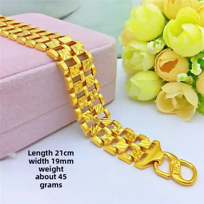 Bracelet en laiton plaqué or pour hommes
