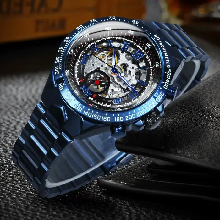 WINNER – montre automatique squelette Transparent doré pour hommes