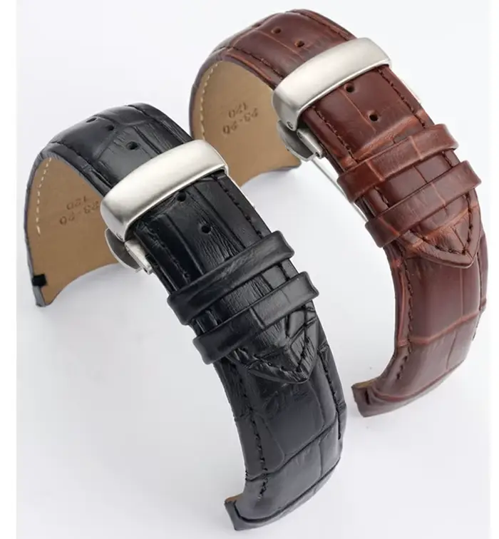 Bracelet de montre en cuir véritable pour homme