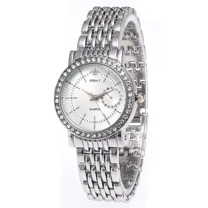Montre Femme Élégante Bicolore Cristal Bracelet Acier Montre à Quartz