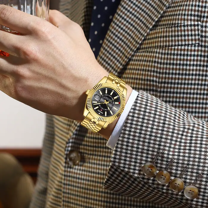 Montre NIBOSI en acier inoxydable avec fonction date et résistance à l'eau pour homme style luxueux affaires et occasions spéciales