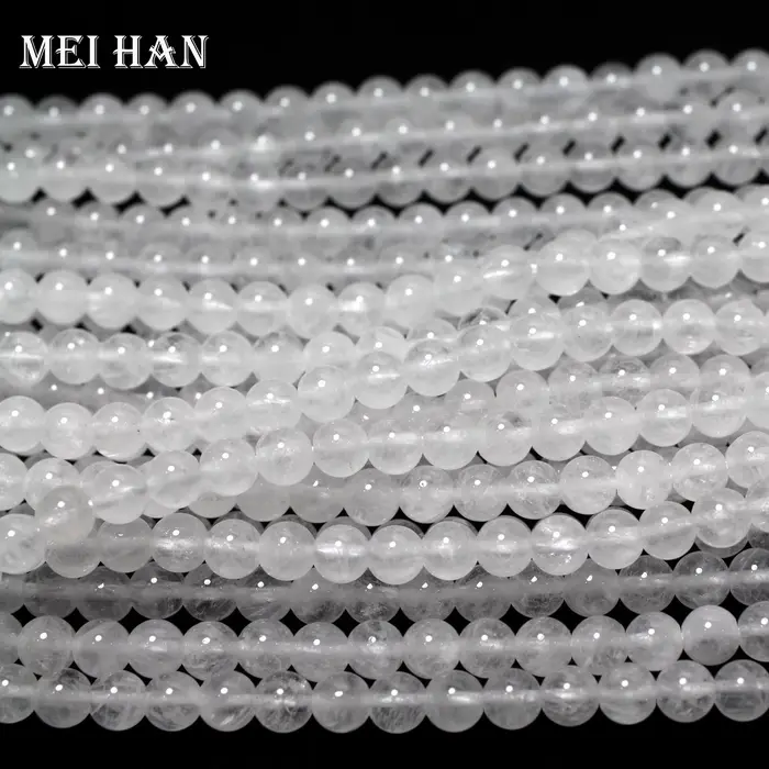 Meihan – Quartz laiteux Angola naturel, perles rondes et lisses, amples, pierre pour la fabrication 