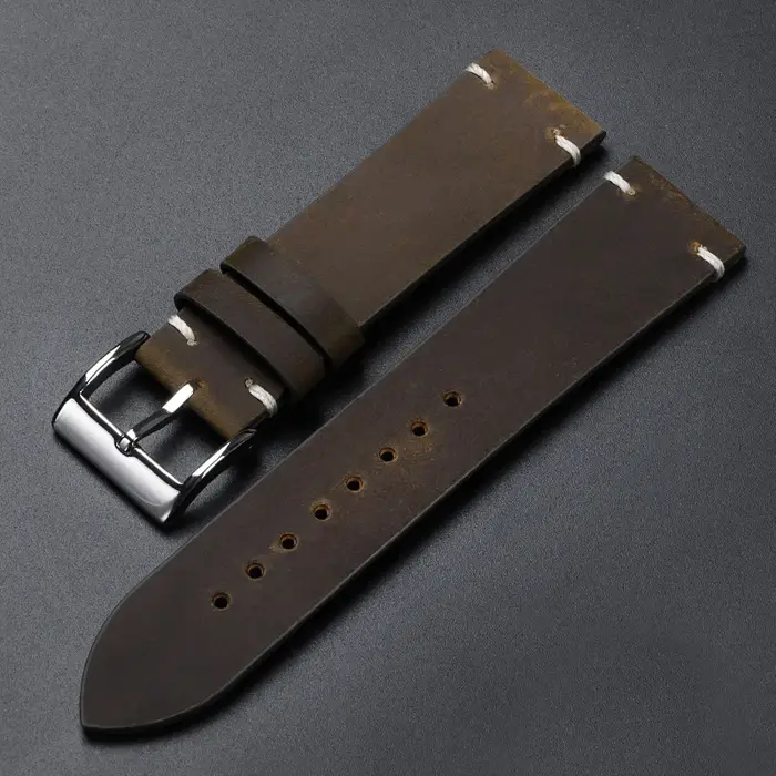 Bracelet de montre Vintage en cuir de cire d'huile pour Omega pour Seiko 18mm 20mm 21mm 22mm