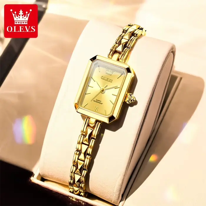Montre pour femme OLEVS 3691, luxe, or, rétro, carrée, quartz, étanche, élégante, montre de soirée, 