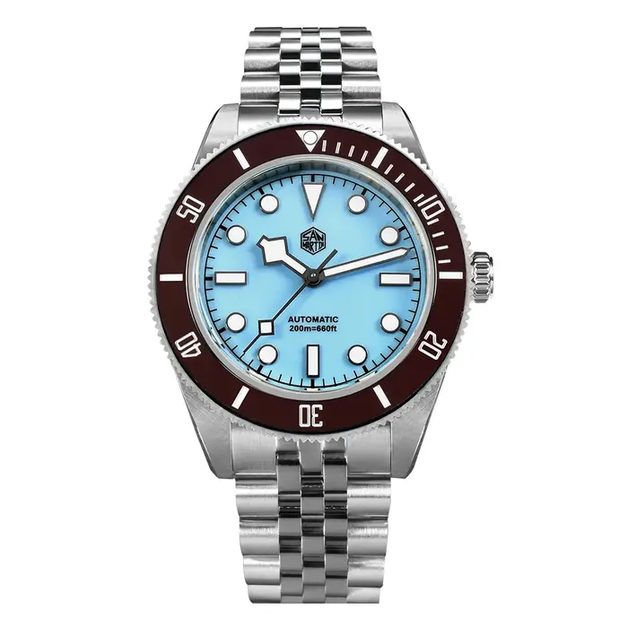 San Martin 40mm NH35 montre pour hommes plongée mécanique montre-Bracelet 5 maillons Bracelet lunette en céramique étanche 20Bar BGW-9 Reloj SN0128