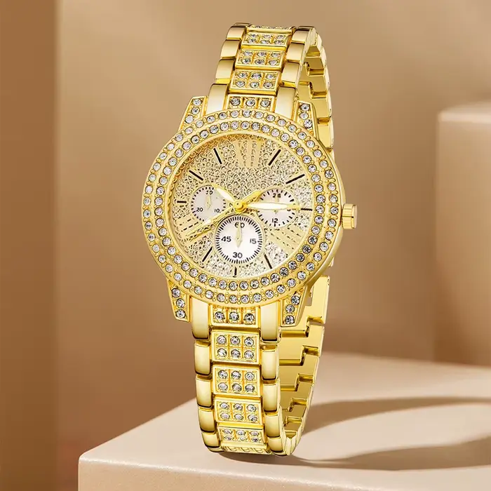 Montre à Quartz pour femmes or luxe