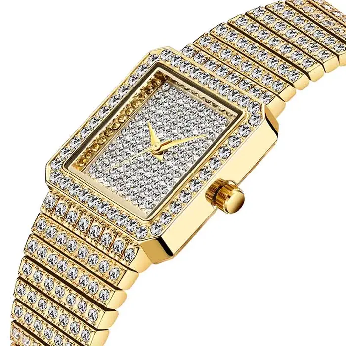MISSFOX-montre en diamant doré pour femmes, marque de luxe, carré, minimaliste, Quartz analogique, M