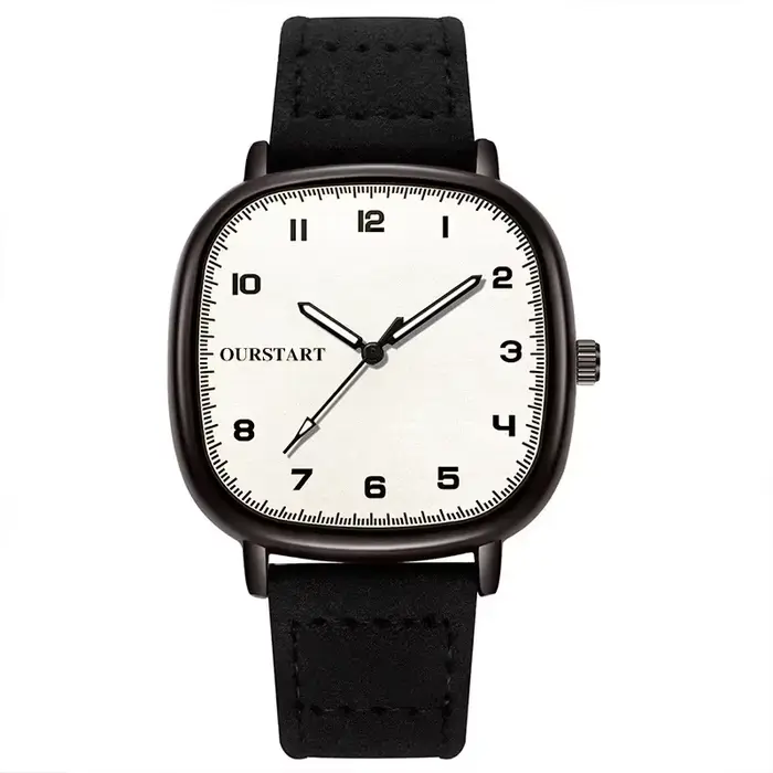 Vintage cadran carré montres velours cuir ceinture montre-bracelet marque montre à Quartz jeunesse é