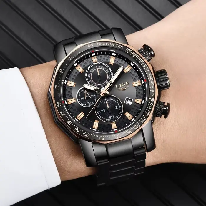 Nouveau Sport Chronographe Hommes Montres Top Marque De Luxe En Acier Plein Quartz Horloge Étanche Grand Cadran Montre