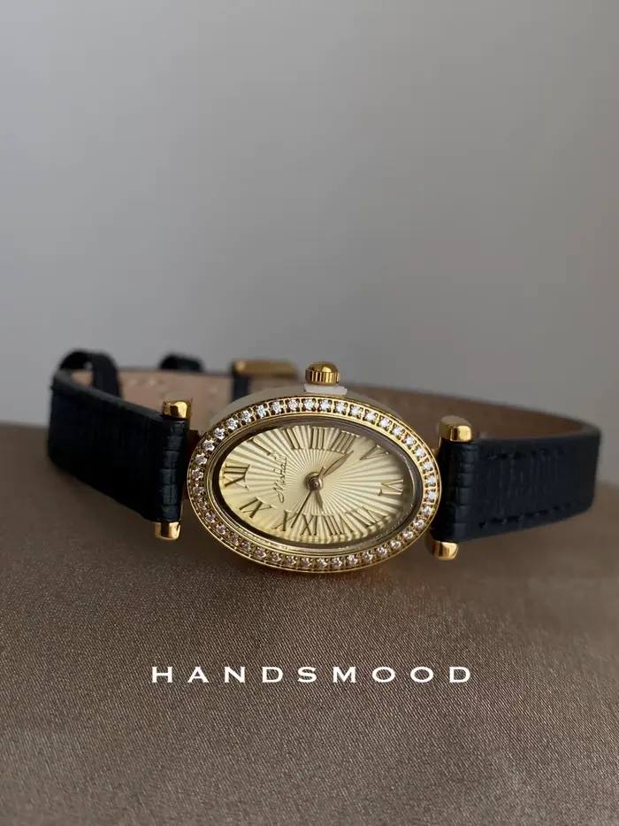 Montre en or noir haut de gamme ovale mode luxe design exquis haute qualité