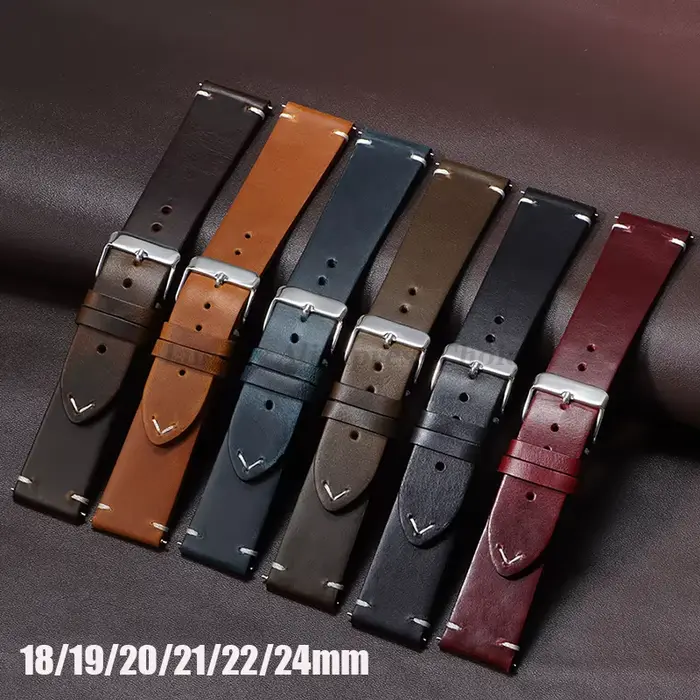 Bracelet de montre rétro en cuir véritable