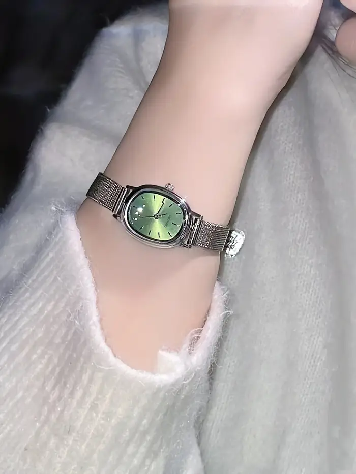 Top vente cadran ovale Montre à Quartz femmes mode dames maille ceinture bracelet Montre-bracelet ét