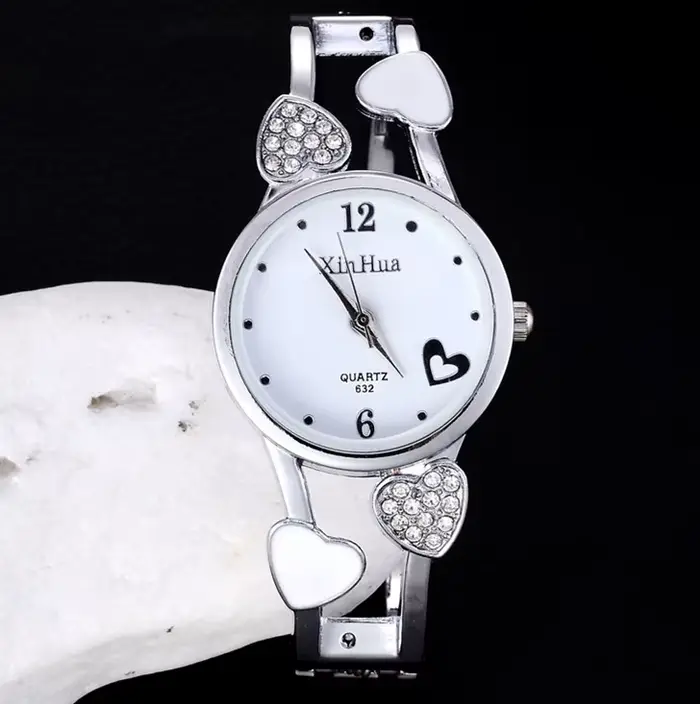 Montre à Quartz pour femmes, couleur argent, classique, cristal, acier inoxydable, luxe, haute quali
