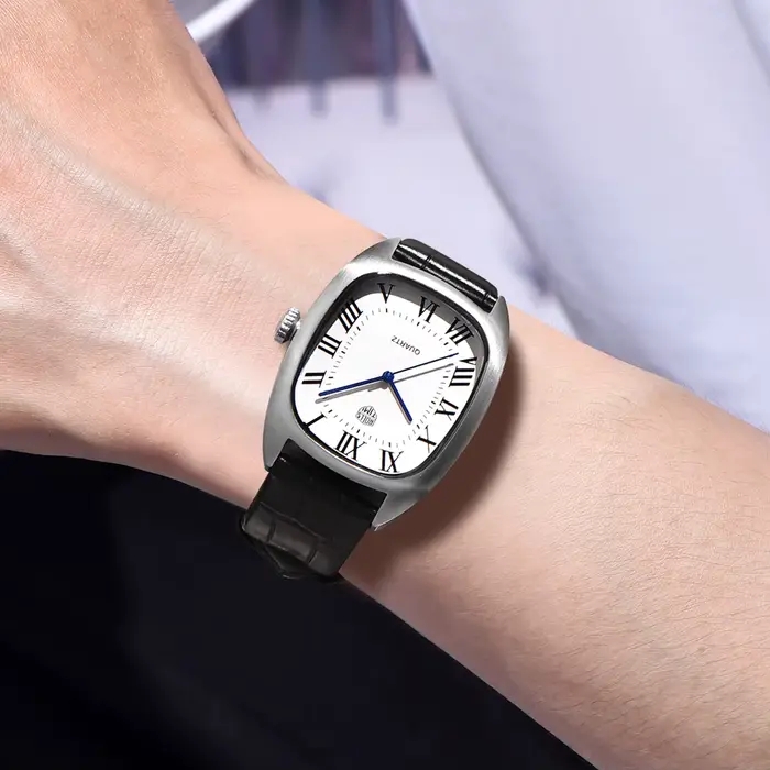 Montre homme en acier inoxydable avec bracelet cuir résistant à l'eau pour homme style luxe quartz PAGANI DESIGN VH31
