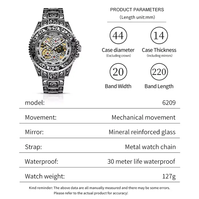 Montre homme automatique mécanique haut de gamme