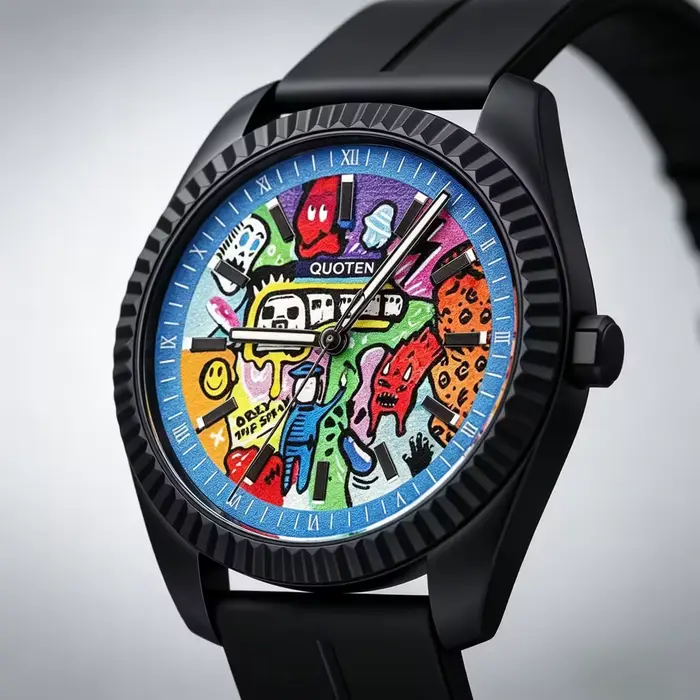 Nouvelle Montre Homme Ronde 2026 Cadran Art Abstrait Tendance Rétro Niche Luxe Cadeau