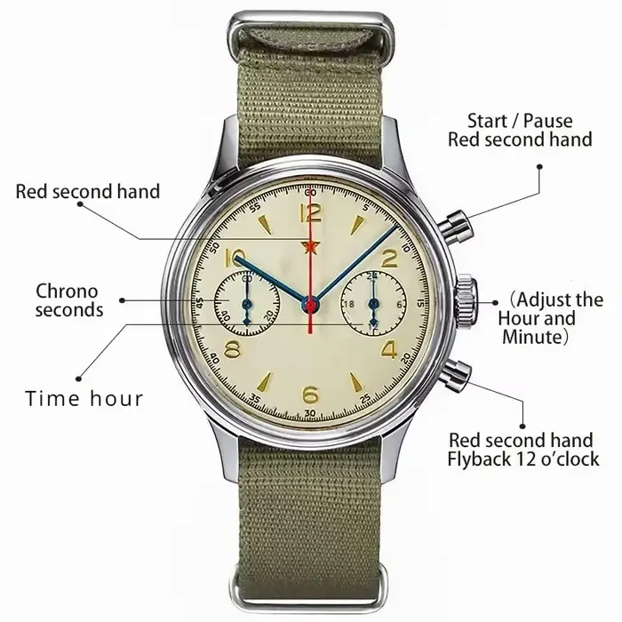 Montres pour hommes 1963 pilote montre automatique 42mm étanche rétro quartz chronographe montre hab