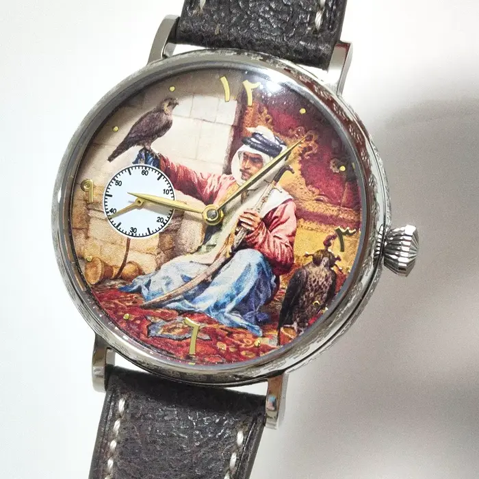 Montre mécanique de style arabe, boîtier en acier inoxydable, réglage manuel du bracelet, grand boît