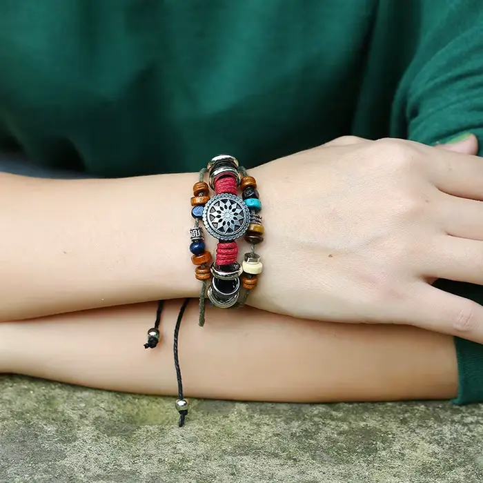 Bracelet Boho en cuir véritable