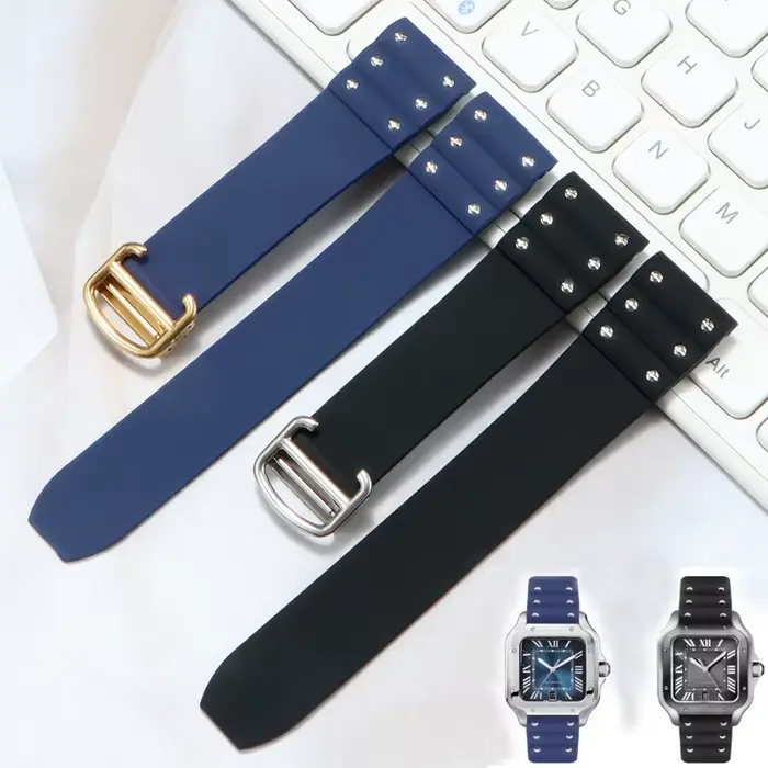 Bracelet en caoutchouc de haute qualité pour montres traditionnelles, avec boucle pliante, résistant à l'eau, hypoallergénique, pour homme et femme, pour différentes occasions sociales et sportives