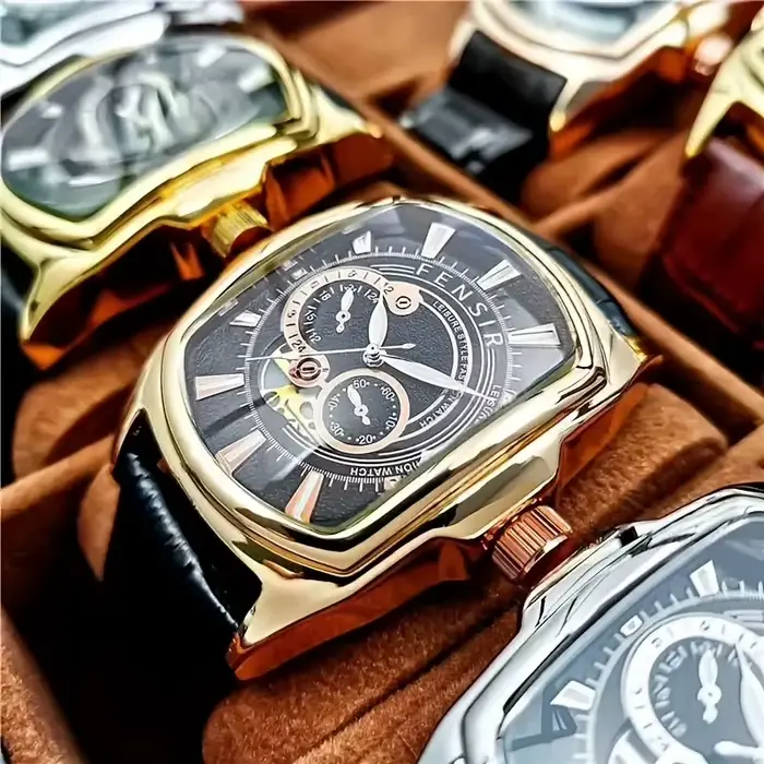 Montre de luxe élégante avec calendrier complet pour hommes style business punk occasions spéciales