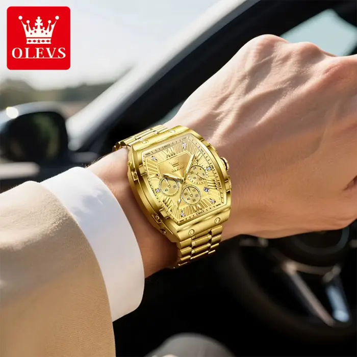 Montre à quartz pour homme OLEVS 5639, luxe, tonneau, date automatique, affaires, lumineuse, étanche, chronographe, marque originale, montre-bracelet pour homme