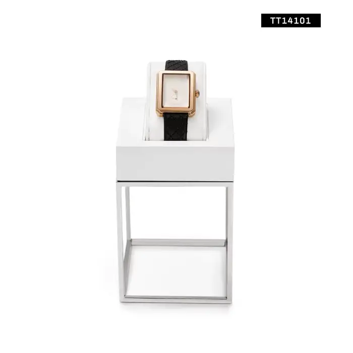 Oirlv-Support de montre en cuir blanc, présentoir, accessoires pour vitrine