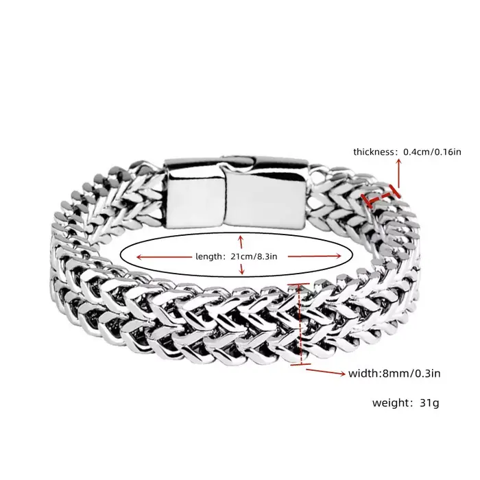 Bracelet en acier inoxydable tressé à double rangée