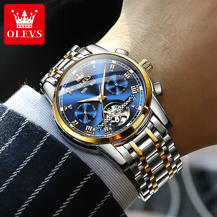 OLEVS 6607 + 6602 Original hommes femmes montre de luxe marque Tourbillon