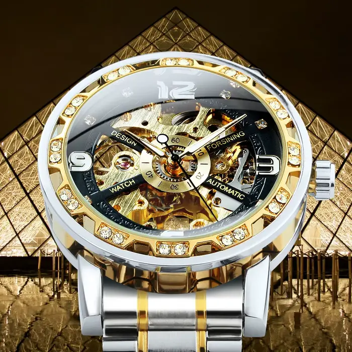 Montre mécanique squelette classique pour homme