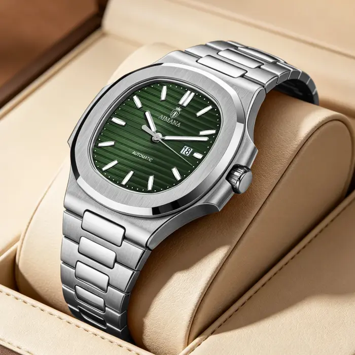Montre mécanique automatique AIMANA Nautilus élégante pour homme avec bracelet en acier inoxydable or rose pour toutes occasions business casual