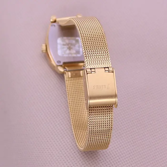 Julius Lady femme petite montre dorée nacre mode heures robe chaîne en acier inoxydable école OL fille anniversaire boîte-cadeau